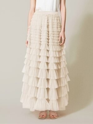 Elegant Swing High Waist Pleated Maxi Skirt - Image 24