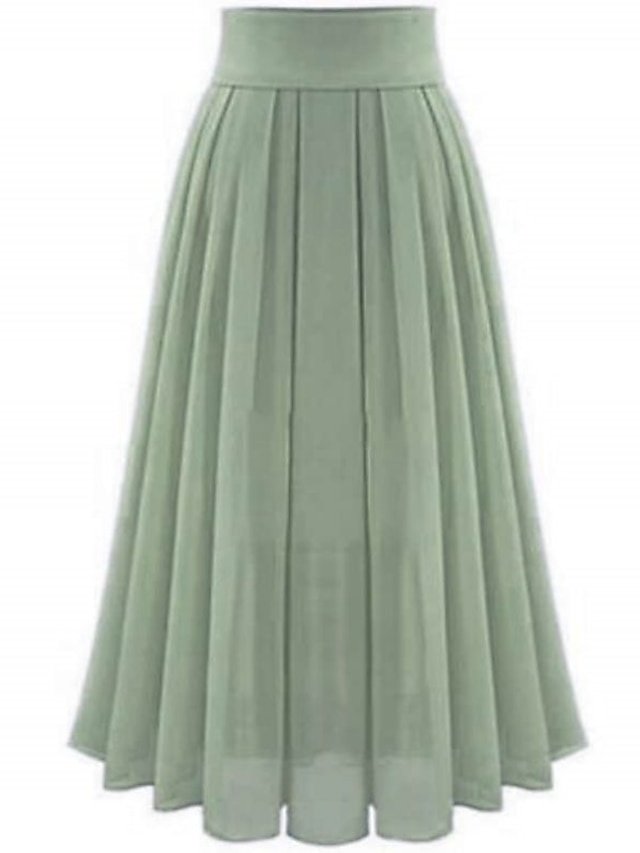 Elegant Swing Patchwork Maxi Pleated Skirt - Image 1