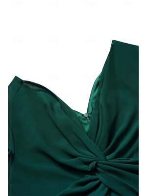 Elegant Twisted Plain V Neck Flared 3/4 Sleeve Summer Maxi Dress - Image 9