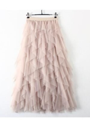 Elegant Vintage Pleated Tulle Midi Skirt - Image 15