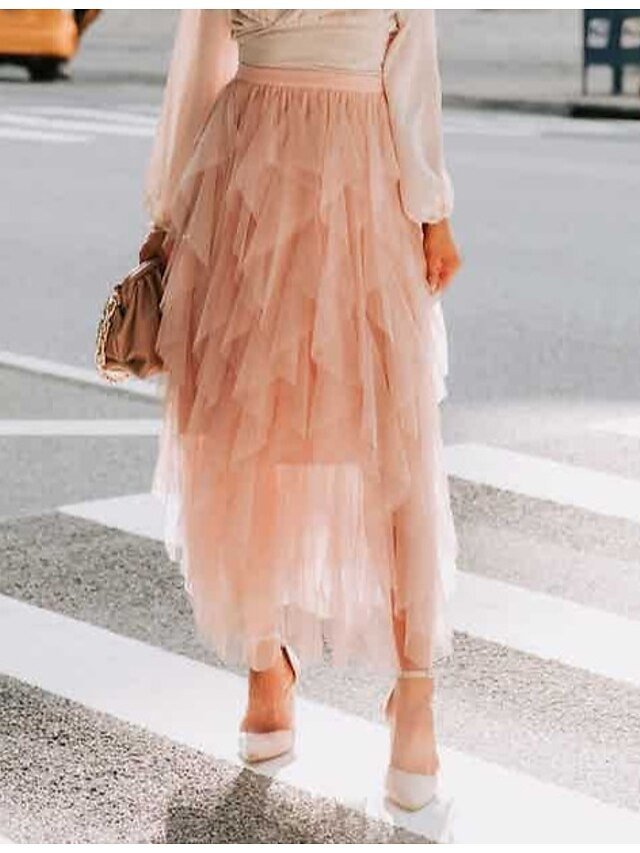 Elegant Vintage Pleated Tulle Midi Skirt - Image 2
