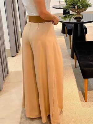Elegant Wide Leg High Waist Full Length Trousers - Image 4