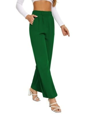 Elegant Wide Leg Solid High Waist Full Length Trousers - Image 11