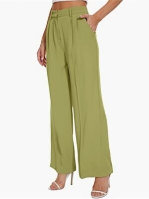 Elegant Wide Leg Solid High Waist Full Length Trousers - Image 5