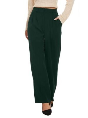 Elegant Wide Leg Solid High Waist Full Length Trousers - Image 6