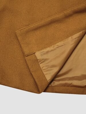 Elegant Wool Blend Lapel Long Sleeve Winter Pea Coat - Image 11