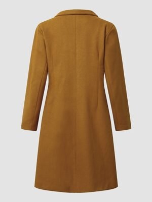 Elegant Wool Blend Lapel Long Sleeve Winter Pea Coat - Image 7