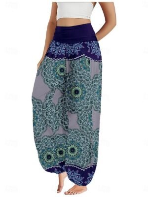 Ethnic Boho Wide Leg Paisley High Waist Full Length Trousers - Image 13