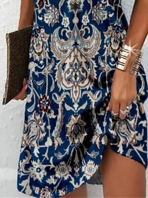 Ethnic Regular Fit Floral Halter Neck Sleeveless Mini Dress - Image 2