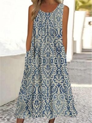 Ethnic Regular Fit Floral Halter Neck Sleeveless Mini Dress - Image 5