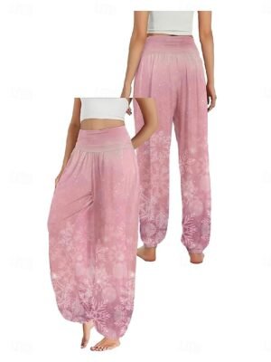 Ethnic Style Boho High Waist Gradient Wide Leg Full Length Trousers - Image 15