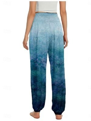 Ethnic Style Boho High Waist Gradient Wide Leg Full Length Trousers - Image 2