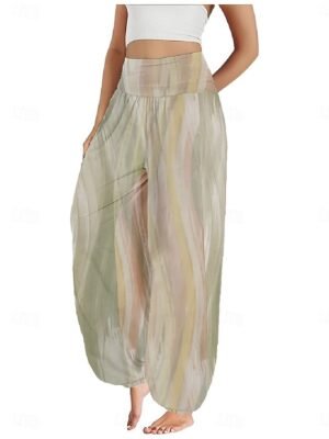 Ethnic Style Boho High Waist Gradient Wide Leg Full Length Trousers - Image 22