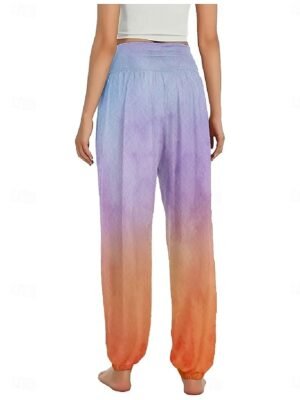 Ethnic Style Boho High Waist Gradient Wide Leg Full Length Trousers - Image 8