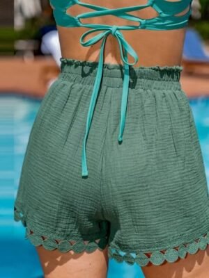 Ethnic Style High Waist Plain Pocket Shorts - Image 11