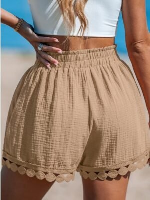 Ethnic Style High Waist Plain Pocket Shorts - Image 18