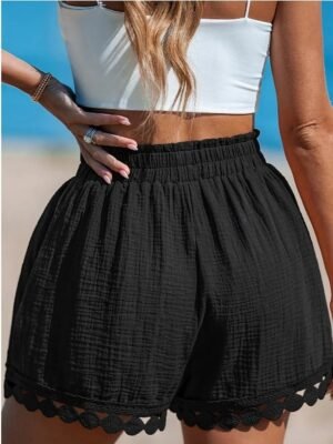 Ethnic Style High Waist Plain Pocket Shorts - Image 8