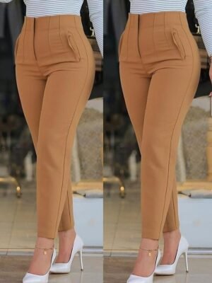 Ethnic Style Regular Fit Solid High Waist Ankle-Length Sweatpants - Image 4