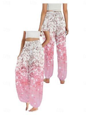 Ethnic Style Wide Leg Floral High Waist Full Length Trousers - Image 5