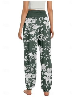 Ethnic Style Wide Leg Floral High Waist Full Length Trousers - Image 8
