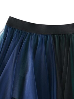 Fashion A-Line Colour Block Irregular Hem Midi Skirt - Image 6