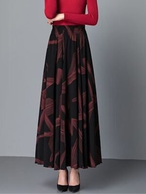 Fashion A Line Floral Print High Waist Maxi Skirt - Image 4