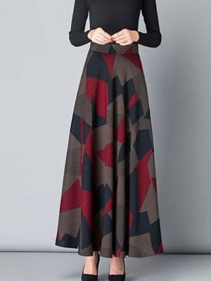 Fashion A Line Floral Print High Waist Maxi Skirt - Image 7