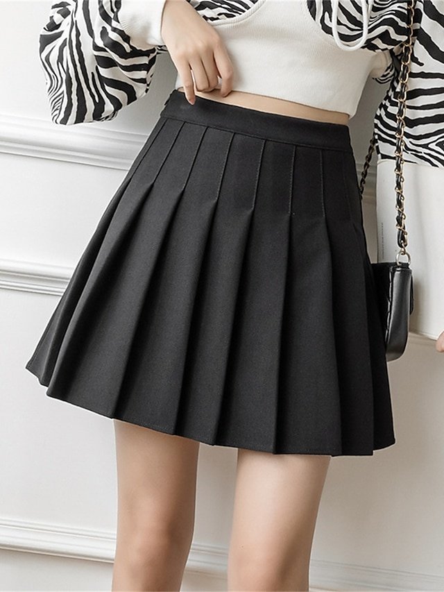 Fashion A-Line Solid High Waist Mini Skirt - Image 2