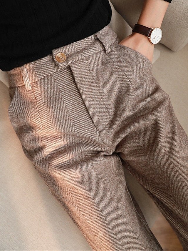 Fashion Ankle-Length Herringbone Pants - Image 2