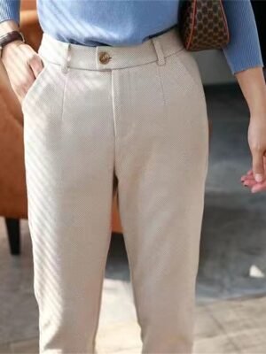 Fashion Ankle-Length Herringbone Pants - Image 6