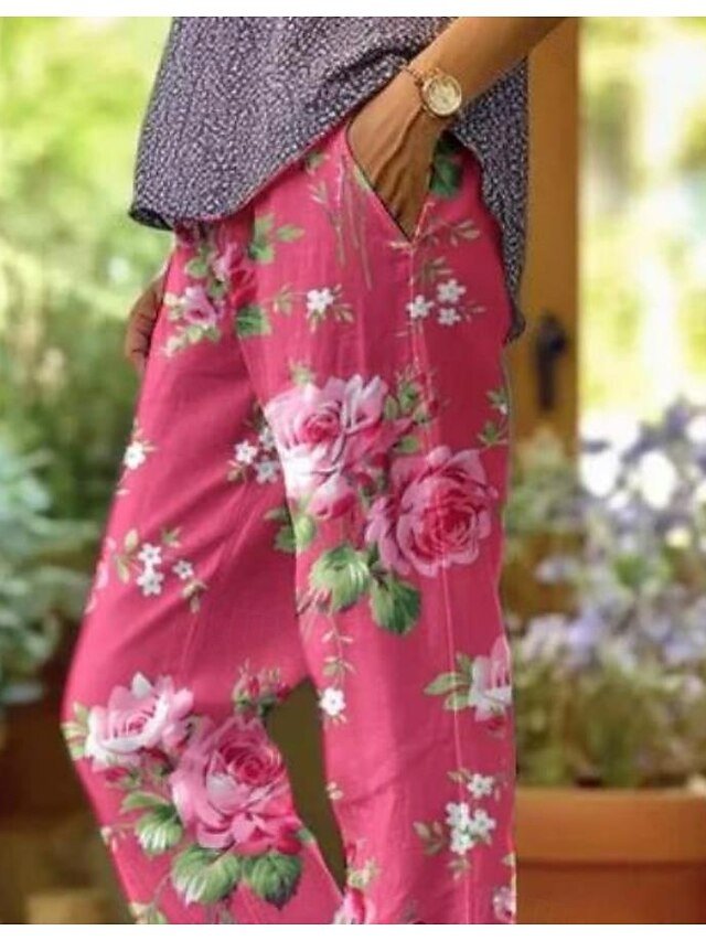 Fashion Baggy Floral High Waist Full Length Pants - Image 2