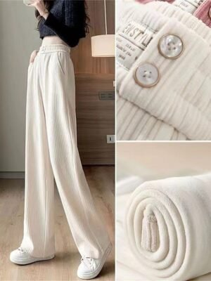 Fashion Baggy Micro-elastic High Waist Full Length Trousers - Image 1