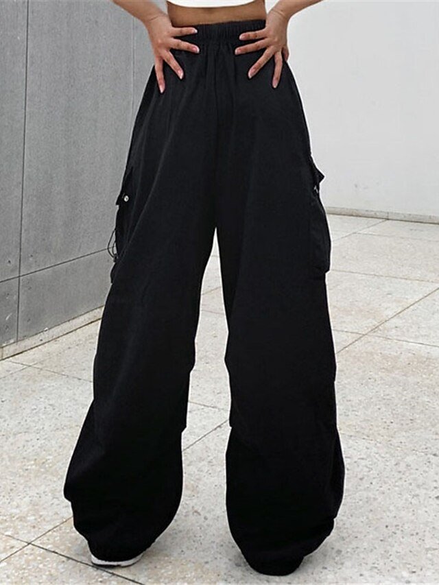 Fashion Baggy Micro-elastic High Waist Full Length Cargo Trousers - Image 2