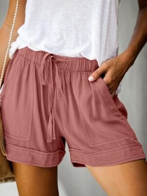 Fashion Baggy Plain High Waist Elastic Shorts - Image 6