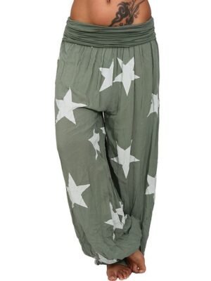 Fashion Baggy Star Mid Waist Full Length Harem Pants - Image 3