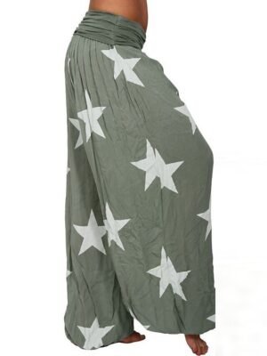 Fashion Baggy Star Mid Waist Full Length Harem Pants - Image 4