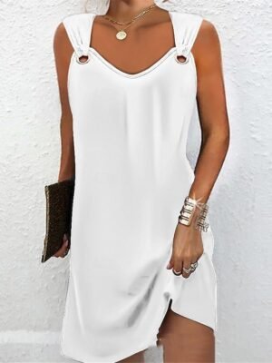 Fashion Basic Ruched Strap Sleeveless Mini Dress - Image 17