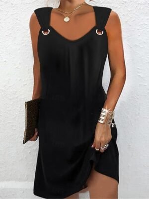 Fashion Basic Ruched Strap Sleeveless Mini Dress - Image 2