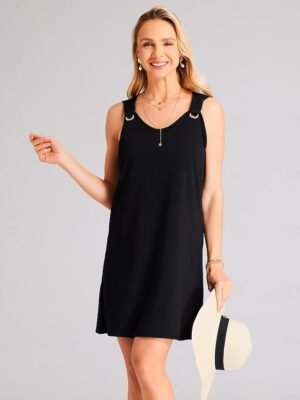 Fashion Basic Ruched Strap Sleeveless Mini Dress - Image 5