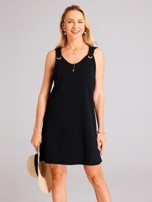 Fashion Basic Ruched Strap Sleeveless Mini Dress - Image 6