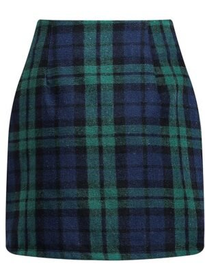 Fashion Bodycon Plaid High Waist Mini Skirt - Image 2