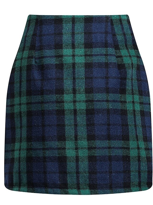 Fashion Bodycon Plaid High Waist Mini Skirt - Image 2