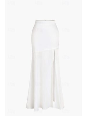 Fashion Bodycon Plain High Waist Split Maxi Skirt - Image 3