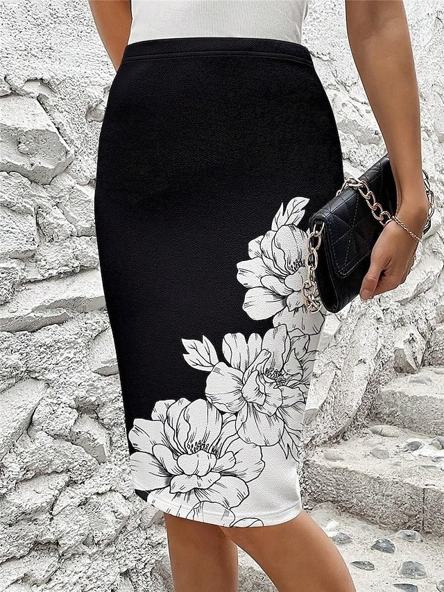 Fashion Bodycon Solid High Waist Knee-length Skirt - Image 1
