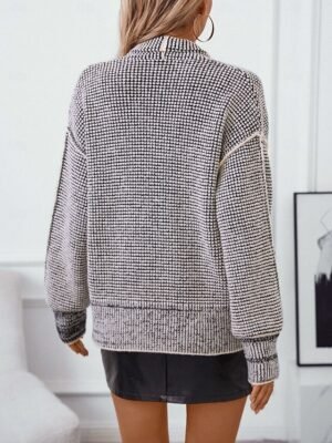 Fashion Casual Abstract Waffle Open Front Long Sleeve Long Cardigan - Image 2