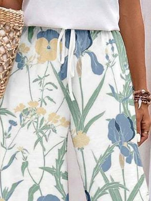 Fashion Casual Floral High Waist Knee Length Chinos Shorts - Image 2