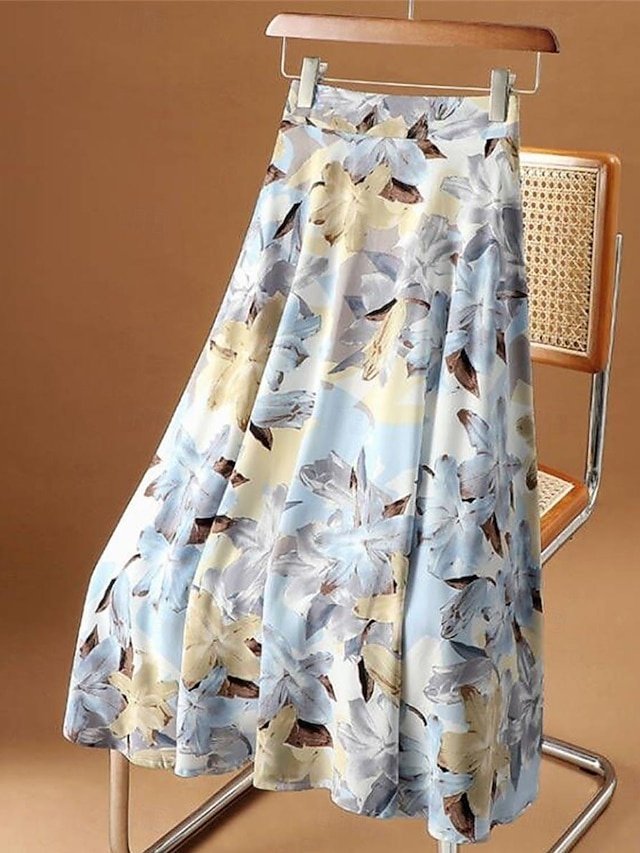 Fashion Casual Floral High Waist Maxi Chiffon Skirt - Image 1