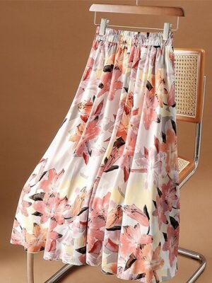 Fashion Casual Floral High Waist Maxi Chiffon Skirt - Image 16