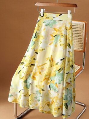 Fashion Casual Floral High Waist Maxi Chiffon Skirt - Image 6