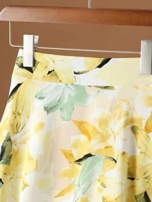 Fashion Casual Floral High Waist Maxi Chiffon Skirt - Image 7